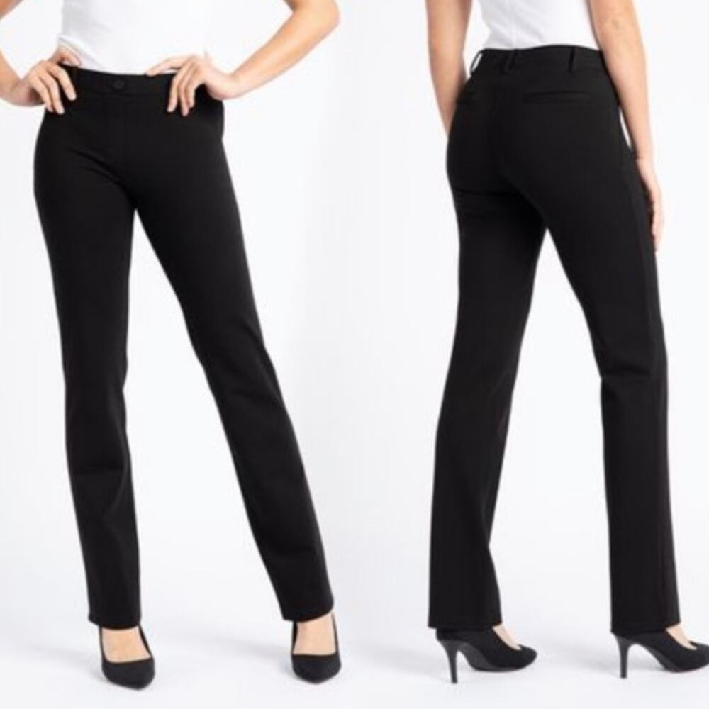 Betabrand Women's Black Dress Yoga Pull On Straight Leg Pants Size Medium